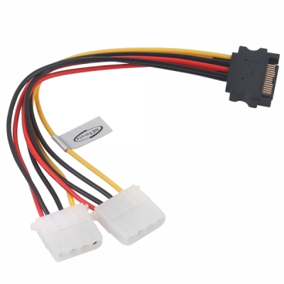 강원전자 넷메이트 SATA 파워 15핀 / IDE 4핀 전원 Y 케이블 0.2m NM-SAT07