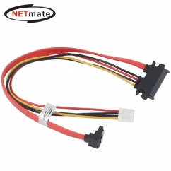 강원전자 넷메이트 SATA 22핀 / SATA + ITX 미니 4핀 꺾임 케이블 0.3m NM-SAT14