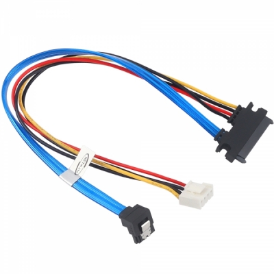 강원전자 넷메이트 SATA 22핀 / SATA + VH3.96 4핀 꺾임 케이블 0.3m NM-SAT15