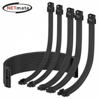강원전자 넷메이트 PSU 연장 16AWG 슬리빙 케이블 0.3m (블랙 6종) [EZDIY-FAB] NM-DPR008