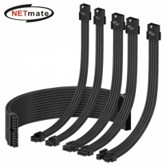 강원전자 넷메이트 PSU 연장 16AWG 슬리빙 케이블 0.3m (블랙 6종) [EZDIY-FAB] NM-DPR008