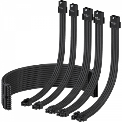 강원전자 넷메이트 PSU 연장 16AWG 슬리빙 케이블 0.3m (블랙 6종) [EZDIY-FAB] NM-DPR008