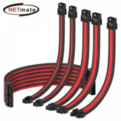 강원전자 넷메이트 PSU 연장 16AWG 슬리빙 케이블 0.3m (블랙/레드 6종) [EZDIY-FAB] NM-DPR033