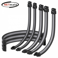 강원전자 넷메이트 PSU 연장 16AWG 슬리빙 케이블 0.3m (블랙/그레이 6종) [EZDIY-FAB] NM-DPR036