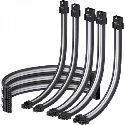 강원전자 넷메이트 PSU 연장 16AWG 슬리빙 케이블 0.3m (블랙/화이트 6종) [EZDIY-FAB] NM-DPR0361