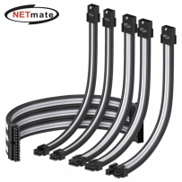강원전자 넷메이트 PSU 연장 16AWG 슬리빙 케이블 0.3m (블랙/화이트 6종) [EZDIY-FAB] NM-DPR0361