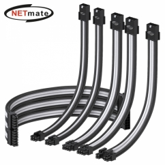 강원전자 넷메이트 PSU 연장 16AWG 슬리빙 케이블 0.3m (블랙/화이트 6종) [EZDIY-FAB] NM-DPR0361