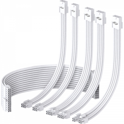 강원전자 넷메이트 PSU 연장 16AWG 슬리빙 케이블 0.3m (올화이트 6종) [EZDIY-FAB] NM-DPR05911EZ