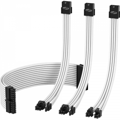 강원전자 넷메이트 PSU 연장 18AWG 슬리빙 케이블 세트 (화이트 4종) [EZDIY-FAB] NM-DPI124