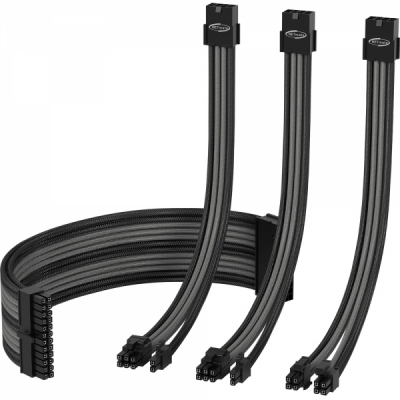 강원전자 넷메이트 PSU 연장 18AWG 슬리빙 케이블 세트 (블랙/그레이 4종) [EZDIY-FAB] NM-DPI1246