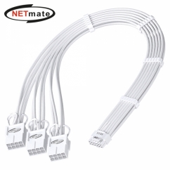 강원전자 넷메이트 12VHPWR to PCI-E 8핀x3 변환 슬리빙 케이블 0.3m (올화이트) [EZDIY-FAB] NM-DPR1862