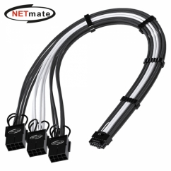 강원전자 넷메이트 12VHPWR to PCI-E 8핀x3 변환 슬리빙 케이블 0.3m (블랙/화이트) [EZDIY-FAB] NM-DPR1865