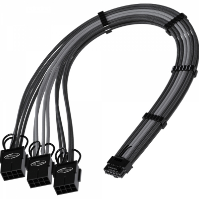 강원전자 넷메이트 12VHPWR to PCI-E 8핀x3 변환 슬리빙 케이블 0.3m (블랙/그레이) [EZDIY-FAB] NM-DPR1866