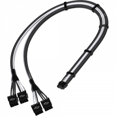 강원전자 넷메이트 12VHPWR to PCI-E 8핀x4 변환 슬리빙 케이블 0.45m (블랙/화이트) [EZDIY-FAB] NM-DPR1855