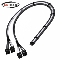 강원전자 넷메이트 12VHPWR to PCI-E 8핀x4 변환 슬리빙 케이블 0.45m (블랙/화이트) [EZDIY-FAB] NM-DPR1855