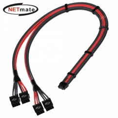 강원전자 넷메이트 12VHPWR to PCI-E 8핀x4 변환 슬리빙 케이블 0.45m (블랙/레드) [EZDIY-FAB] NM-DPR1857