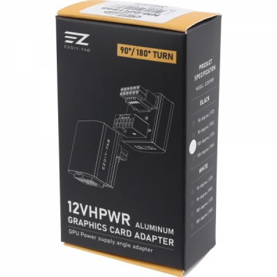 강원전자 넷메이트 600W 12VHPWR 변환 어댑터 (알루미늄 블랙/STD 180도) [EZDIY-FAB] NM-DPI1898