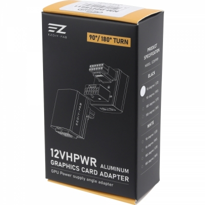 강원전자 넷메이트 600W 12VHPWR 변환 어댑터 (알루미늄 블랙/STD 90도) [EZDIY-FAB] NM-DPI18911