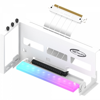 강원전자 넷메이트 PCI-E 4.0 라이저 케이블 ARGB 지지대 키트 (화이트/각도조절) [EZDIY-FAB] NM-HPI33319