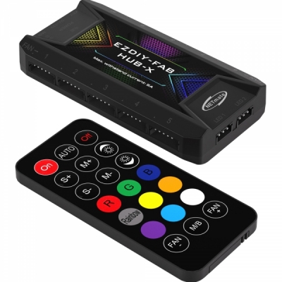 강원전자 넷메이트 HUB-X ARGB 6핀 팬허브 + 리모컨 세트 [EZDIY-FAB] NM-12025SKZH00