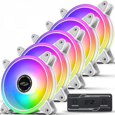 강원전자 넷메이트 Moonlight ARGB PWM 120mm 쿨링팬(화이트/5PACK + 팬허브) [EZDIY-FAB] NM-DPI0767