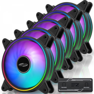 강원전자 넷메이트 Moonlight ARGB PWM 120mm 쿨링팬(블랙/5PACK + 팬허브) [EZDIY-FAB] NM-DPI0765