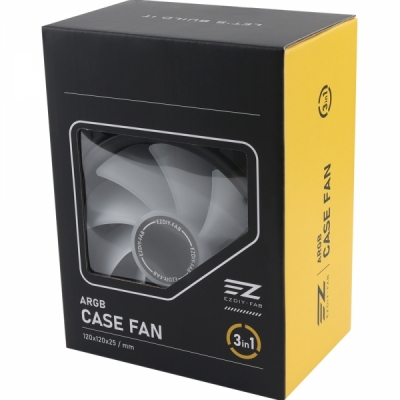 강원전자 넷메이트 Inner Ring ARGB 120mm 쿨링팬(블랙/3PACK + 팬허브 + 리모컨) [EZDIY-FAB] NM-DPR04415