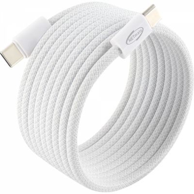 강원전자 넷메이트 USB2.0 마그네틱 C타입 60W 고속충전 케이블 2m (화이트) NM-UCC2602WM