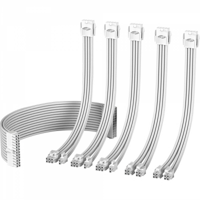 강원전자 넷메이트 PSU 연장 18AWG 슬리빙 케이블 세트 (올화이트 6종) [EZDIY-FAB] NM-DPI1548