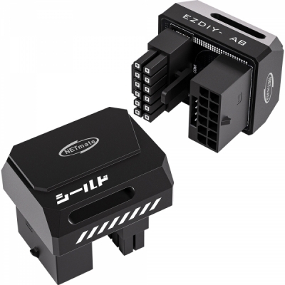 강원전자 넷메이트 600W 12V-2x6 변환 어댑터 (알루미늄 블랙/STD 180도) [EZDIY-FAB] NM-DPI18928