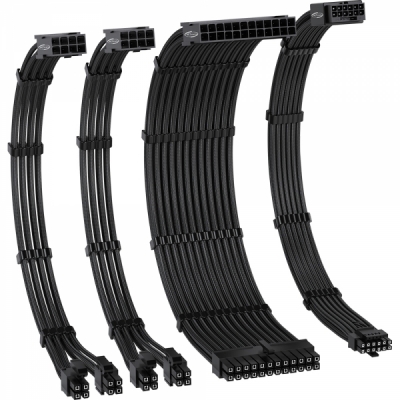 강원전자 넷메이트 PSU 연장 16AWG 슬리빙 케이블 세트 (블랙 4종) [EZDIY-FAB] NM-DPI2272