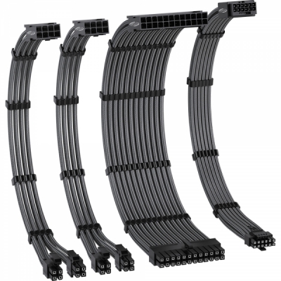 강원전자 넷메이트 PSU 연장 16AWG 슬리빙 케이블 세트 (카본/그레이 4종) [EZDIY-FAB] NM-DPI2275