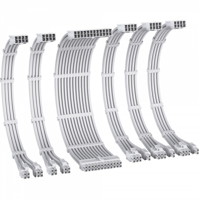 강원전자 넷메이트 PSU 연장 16AWG 슬리빙 케이블 세트 (올화이트 6종) [EZDIY-FAB] NM-DPI2281