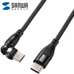 강원전자 산와서플라이 USB C타입 5A 100W 고속충전 회전 케이블 1m KU-CCP100KA10BK