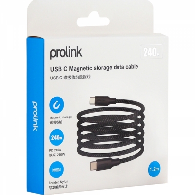 프로링크 USB2.0 마그네틱 C타입 240W 고속충전 패브릭 케이블 1.2m PLT493M-0120