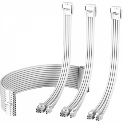 강원전자 넷메이트 PSU 연장 18AWG 슬리빙 케이블 세트 (올화이트 4종) [EZDIY-FAB] NM-DPI1248