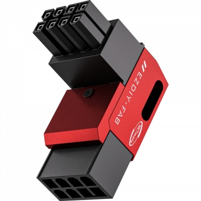 강원전자 넷메이트 PCI-E 8핀 변환 어댑터 (레드/RVS 90도/단품) [EZDIY-FAB] NM-DPI22619