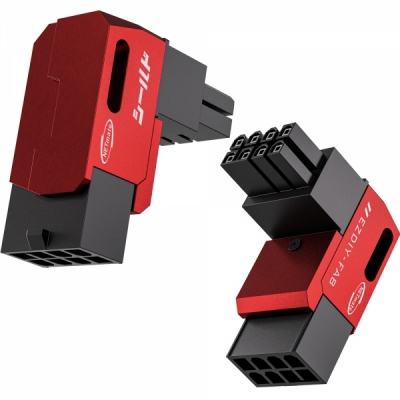 강원전자 넷메이트 PCI-E 8핀 변환 어댑터 (레드/STD 90도/2PACK) [EZDIY-FAB] NM-DPI22626