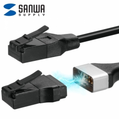 강원전자 산와서플라이 CAT.6A 슬림 마그네틱 랜 케이블 5m (블랙) KB-SL6ABA-05BK