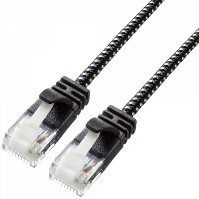 강원전자 산와서플라이 CAT.6A UTP 슬림 랜 케이블 1m (블랙&화이트) KB-T6AME-01BKW