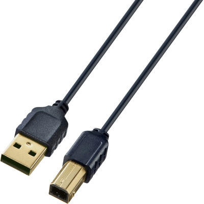 강원전자 산와서플라이 USB2.0 AM-BM 초슬림 케이블 1.5m (블랙) KU20-SL15BKK