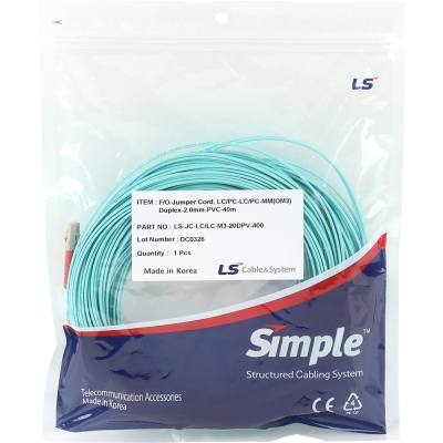LS전선 LC-LC 10G 멀티모드 광점퍼코드 40m LS-JC-LC/LC-M3-20DPV-400