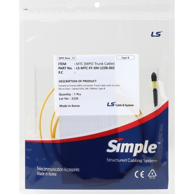 LS전선 SM 12C MPO 광점퍼코드 2m LS-MTC-FF-SM-12ZB-002