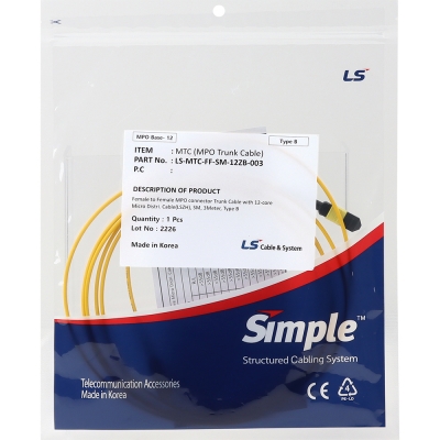 LS전선 SM 12C MPO 광점퍼코드 3m LS-MTC-FF-SM-12ZB-003
