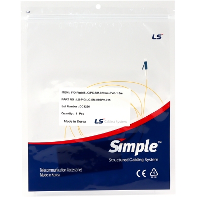 LS전선 LC/PC 싱글모드 광피그테일 1.5m LS-PIG-LC-SM-09SPV-015
