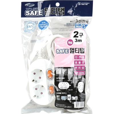 강원전자 넷메이트 SAFE 멀티탭 2구 개별 접지 3m NM-230SFS