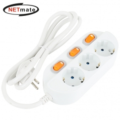 강원전자 넷메이트 SAFE 멀티탭 3구 개별 접지 3m NM-330SFS
