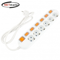 강원전자 넷메이트 SAFE 멀티탭 6구 개별 접지 1.5m NM-615SFS