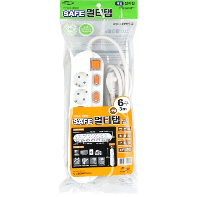 강원전자 넷메이트 SAFE 멀티탭 6구 개별 접지 3m NM-630SFS