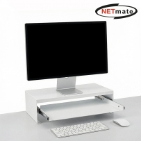 강원전자 넷메이트 다용도 2단 슬라이딩 메탈 받침대, 400x260x125mm 화이트 NM-AM400WB